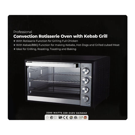 West Point Deluxe Convection Rotisserie Oven With Kabab Grill, 2200W, 220-240V, WF-7500RKC - Image 3