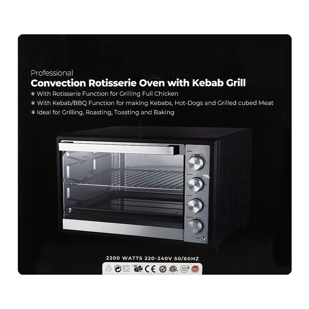 West Point Deluxe Convection Rotisserie Oven With Kabab Grill, 2200W, 220-240V, WF-7500RKC - Image 3