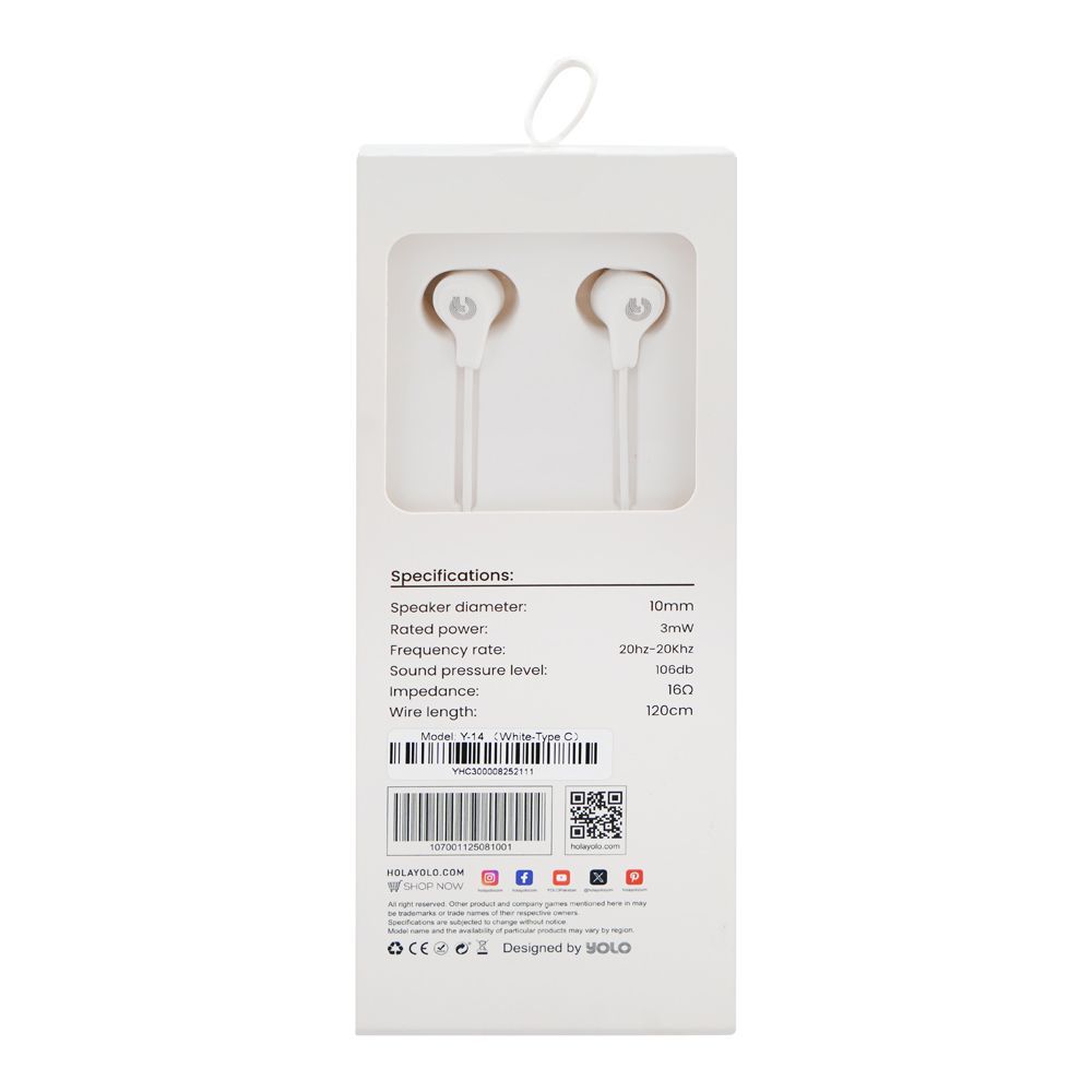 Yolo Tune Premium Stereo Type-C Wired Earphone, White, Y-14 - Image 5