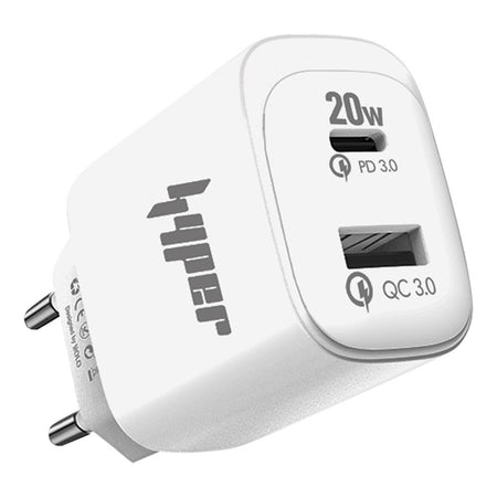 Yolo Hyper Volt Series 20W PD & QC Type-C & USB-A Port Fast Charger With Cable, White, Y-203 - Main Image