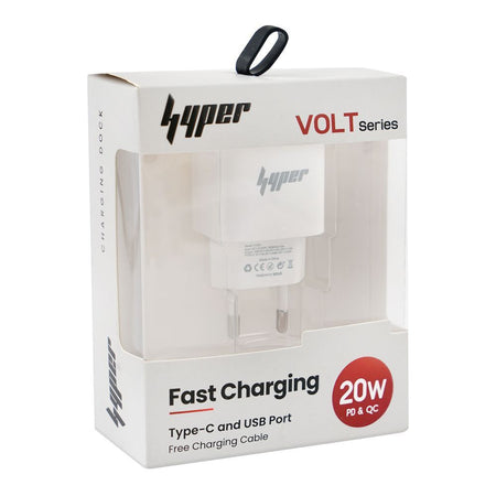 Yolo Hyper Volt Series 20W PD & QC Type-C & USB-A Port Fast Charger With Cable, White, Y-203 - Image 3
