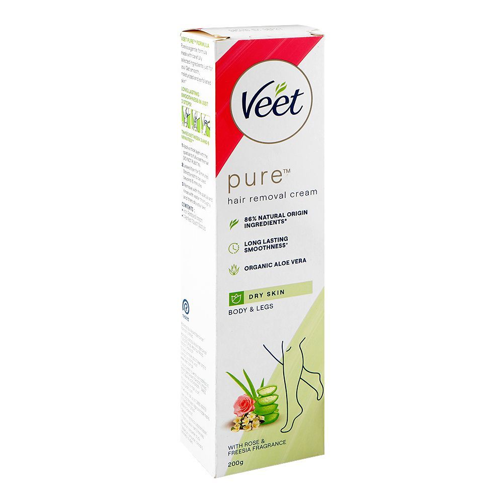Veet Pure Rose & Freesia Fragrance Hair Removal Cream, Aloe Vera, For Dry Skin, 200g - Main Image