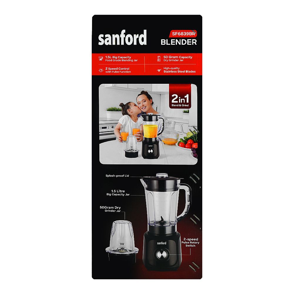 Sanford 2-In-1 Blend & Grind, 600W, 220-240V, 1.5 Liter + 50g Grinder, SF6839BR - Image 4