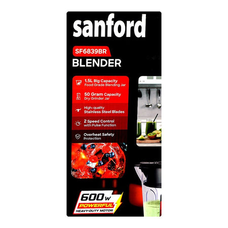 Sanford 2-In-1 Blend & Grind, 600W, 220-240V, 1.5 Liter + 50g Grinder, SF6839BR - Image 5