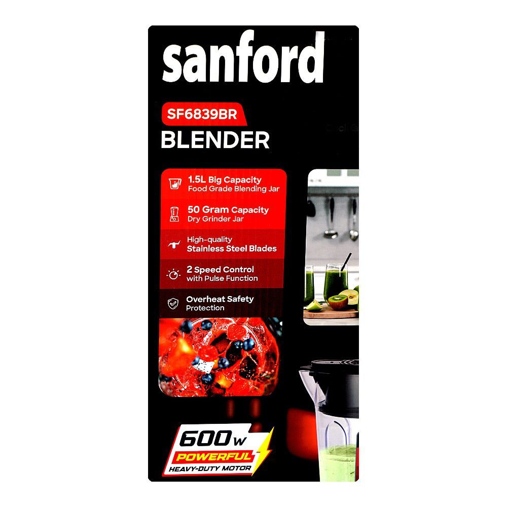 Sanford 2-In-1 Blend & Grind, 600W, 220-240V, 1.5 Liter + 50g Grinder, SF6839BR - Image 5