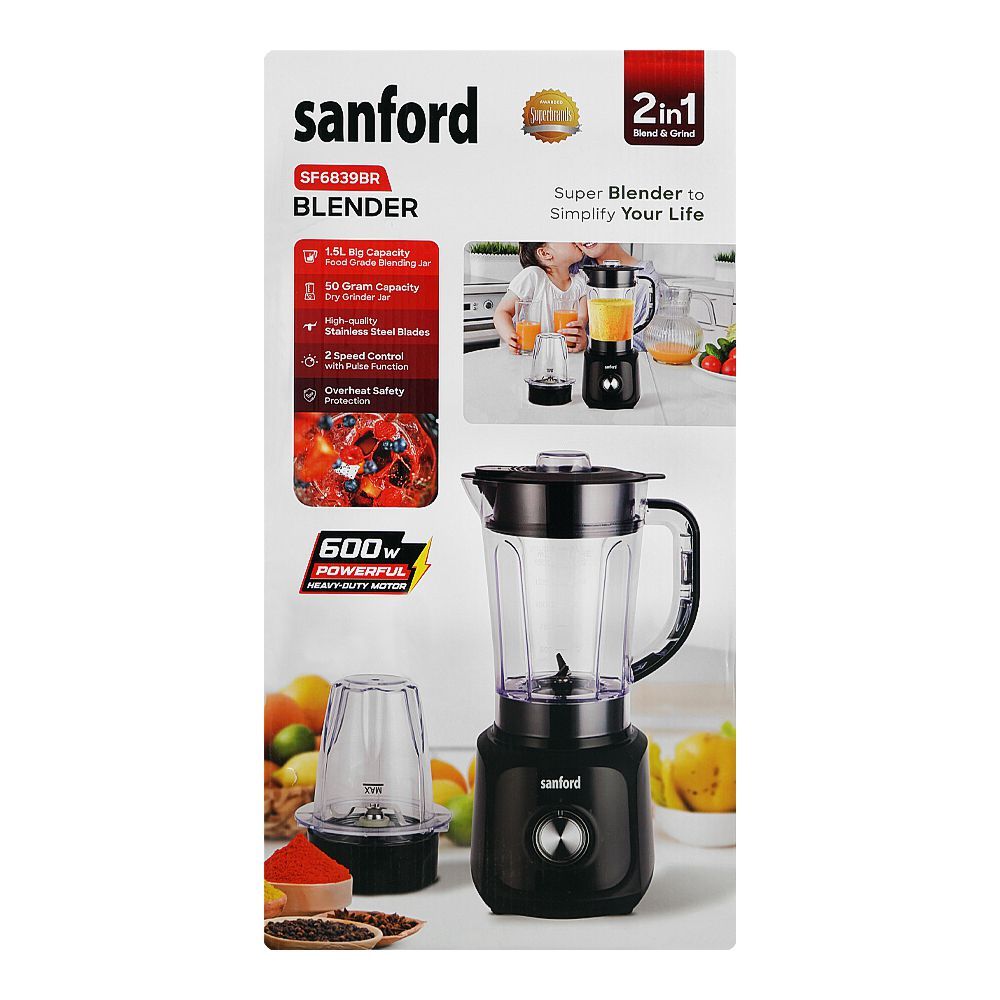 Sanford 2-In-1 Blend & Grind, 600W, 220-240V, 1.5 Liter + 50g Grinder, SF6839BR - Image 6