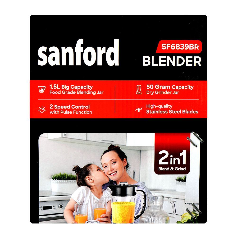 Sanford 2-In-1 Blend & Grind, 600W, 220-240V, 1.5 Liter + 50g Grinder, SF6839BR - Image 7