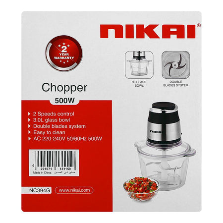 Nikai Chopper, 500W, 220-240V, 3 Liters Bowl, NC394G - Image 4