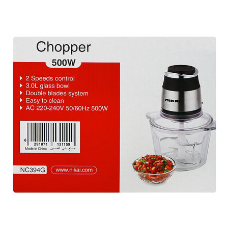 Nikai Chopper, 500W, 220-240V, 3 Liters Bowl, NC394G - Image 5