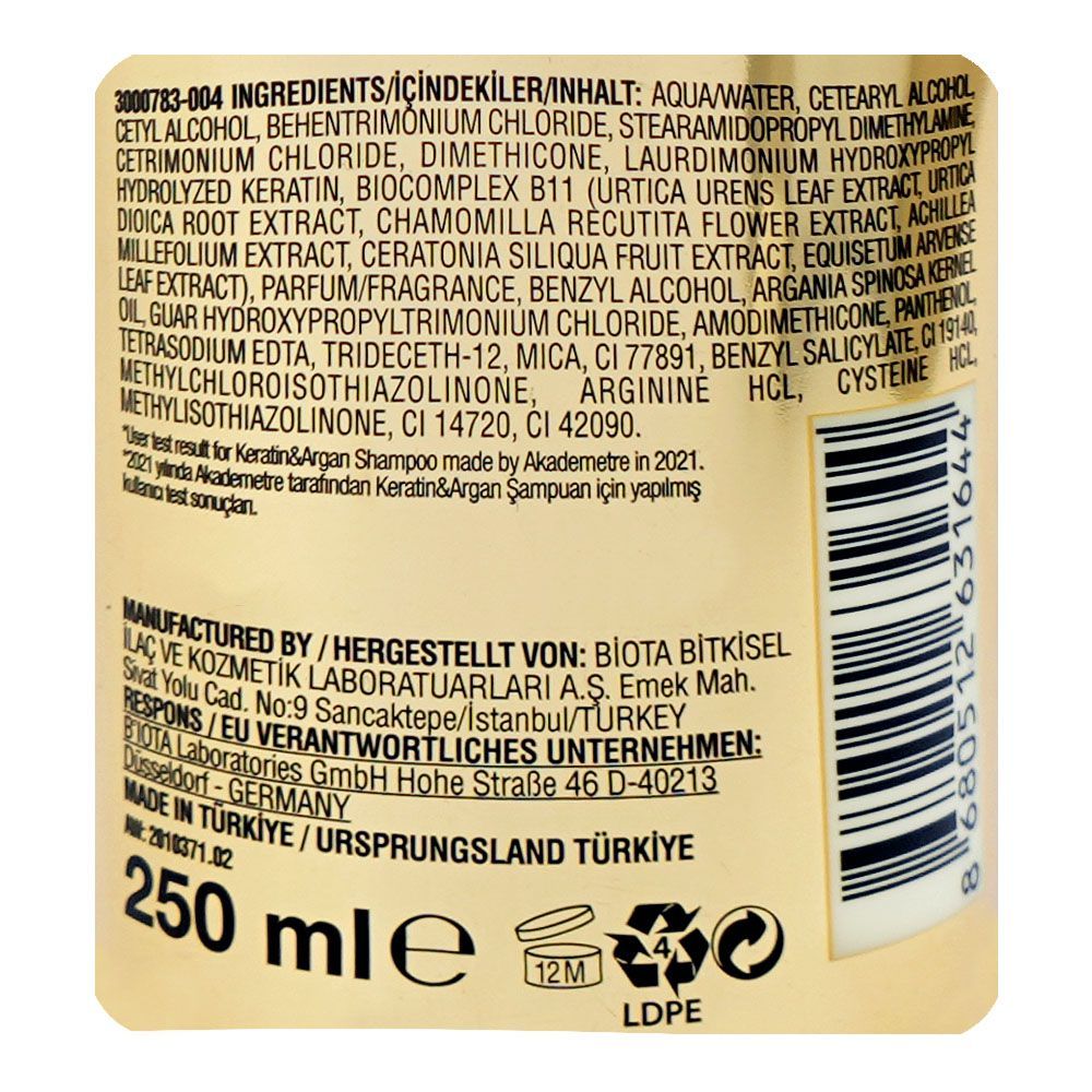 Bioxcin Keratin & Argan Conditioner, Paraben Free, For All Types Of Hair, 250ml - Image 4