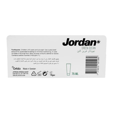 Jordan Green Clean Cavity Protection Toothpaste, Vegan, 75ml - Image 3