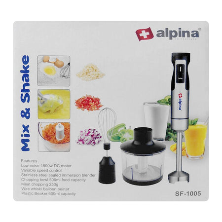 Alpina Stick Hand Blender 3-In-1 Chopper + Blender + Bitter, 450ml + 850ml, 700W, SF-1005 - Image 2