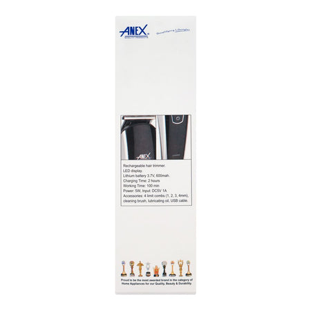 Anex Deluxe Hair Trimmer, 600mAh Battery, 100 Minutes Run Time, AG-7067 - Image 4