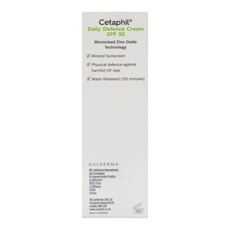 Cetaphil Mineral Daily Defence Cream, UVB + UVA High Sun Protection, Micronized Zinc Oxide, SPF50, Vegan, For Sensitive Skin, 50gm - Image 2