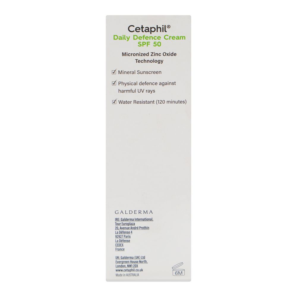 Cetaphil Mineral Daily Defence Cream, UVB + UVA High Sun Protection, Micronized Zinc Oxide, SPF50, Vegan, For Sensitive Skin, 50gm - Image 2