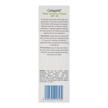 Cetaphil Mineral Daily Defence Cream, UVB + UVA High Sun Protection, Micronized Zinc Oxide, SPF50, Vegan, For Sensitive Skin, 50gm - Image 4