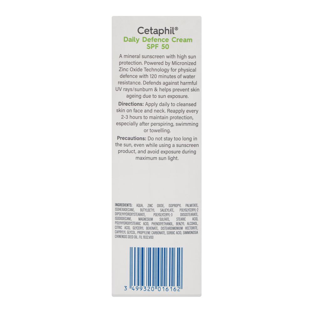 Cetaphil Mineral Daily Defence Cream, UVB + UVA High Sun Protection, Micronized Zinc Oxide, SPF50, Vegan, For Sensitive Skin, 50gm - Image 4