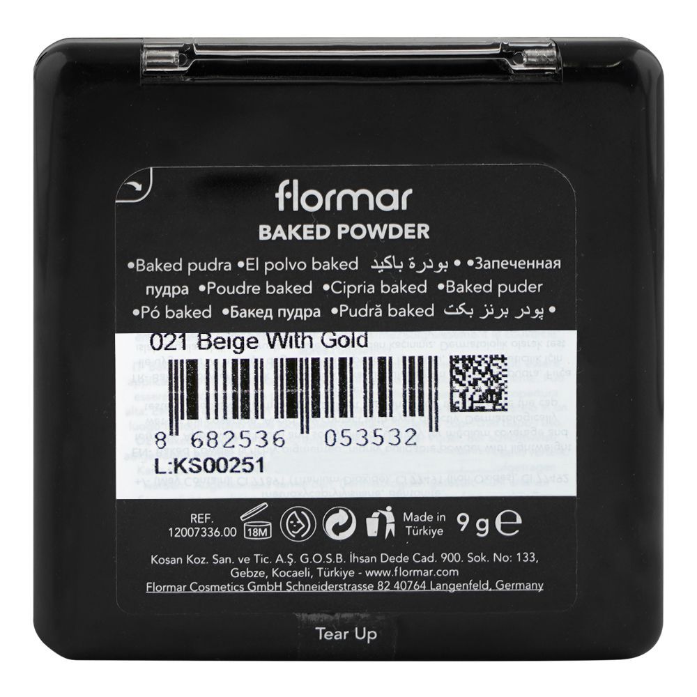 Flormar Baked Powder, 021 Beige With Gold, 9g - Image 3