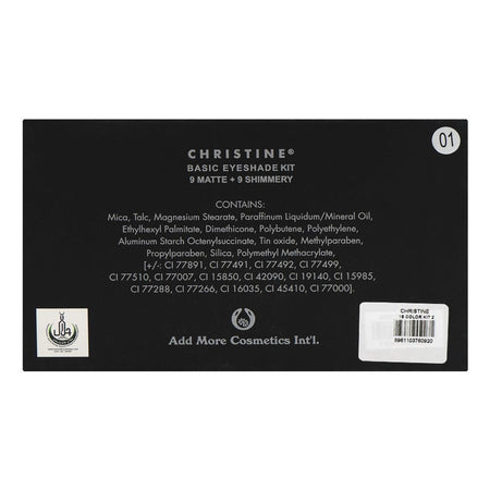 Christine Basic Eyeshade Kit, 9 Matte + 9 Shimmery, 2, 18-Pack - Image 3