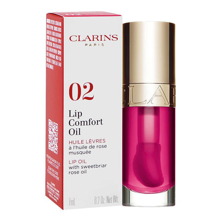 Clarins Paris Lip Comfort Oil With Sweetbriar Rose Oil, 02 Raspberry, 7ml - Image 2