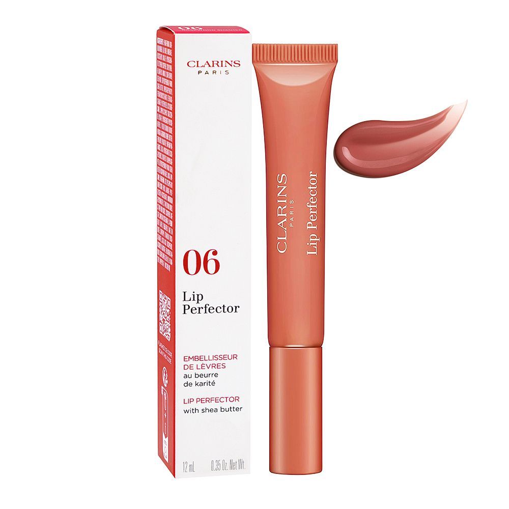 Clarins Paris Lip Perfector Balm With Shea Butter, 06 Rosewood Shimmer, 12ml - Main Image
