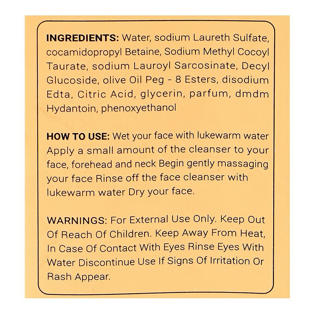 Laurenza Vitamin E Face Wash, Olive Oil, Citric Acid, For Skin Freshness, 100ml - Image 3