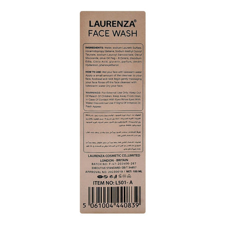 Laurenza AHA + BHA Face Wash, Citric Acid, Olive Oil, 100ml - Image 2