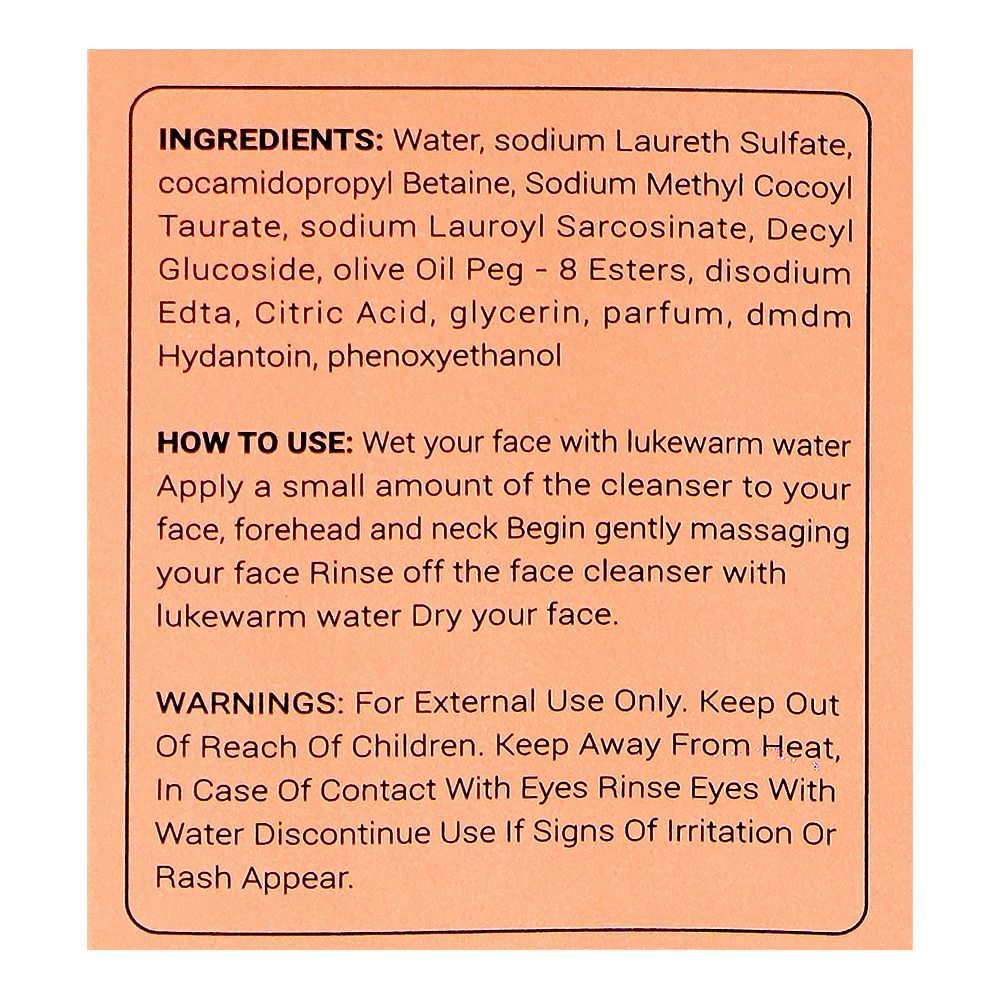 Laurenza Vitamin C Face Wash, Olive Oil, Citric Acid, For Even Skin Tone, 100ml - Image 3