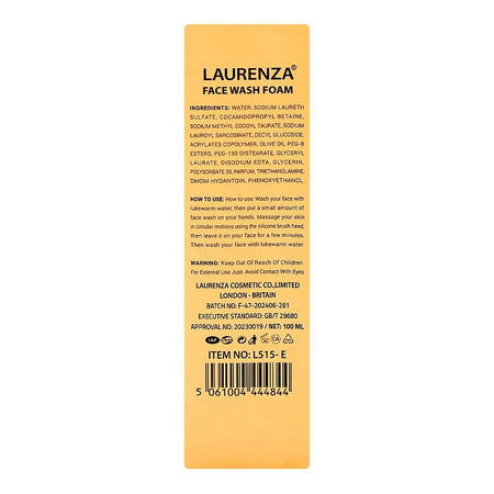 Laurenza Vitamin E Foam Face Wash, Olive Oil, Glycerin, 100ml - Image 2