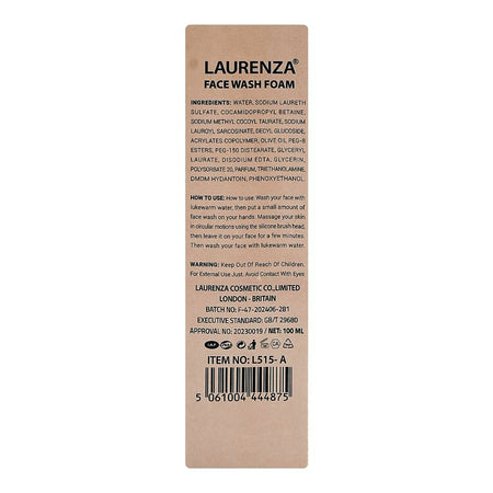 Laurenza AHA + BHA Foam Face Wash, Olive Oil, Glycerin, 100ml - Image 2