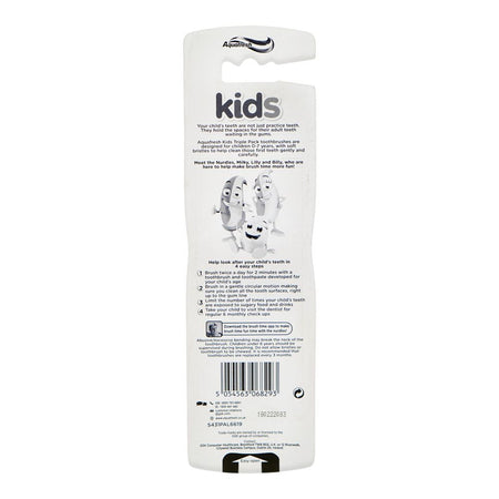 Aquafresh Kids Toothbrush, For 0-7 Years, Soft, Multi Colors, 3-Pack - Image 2