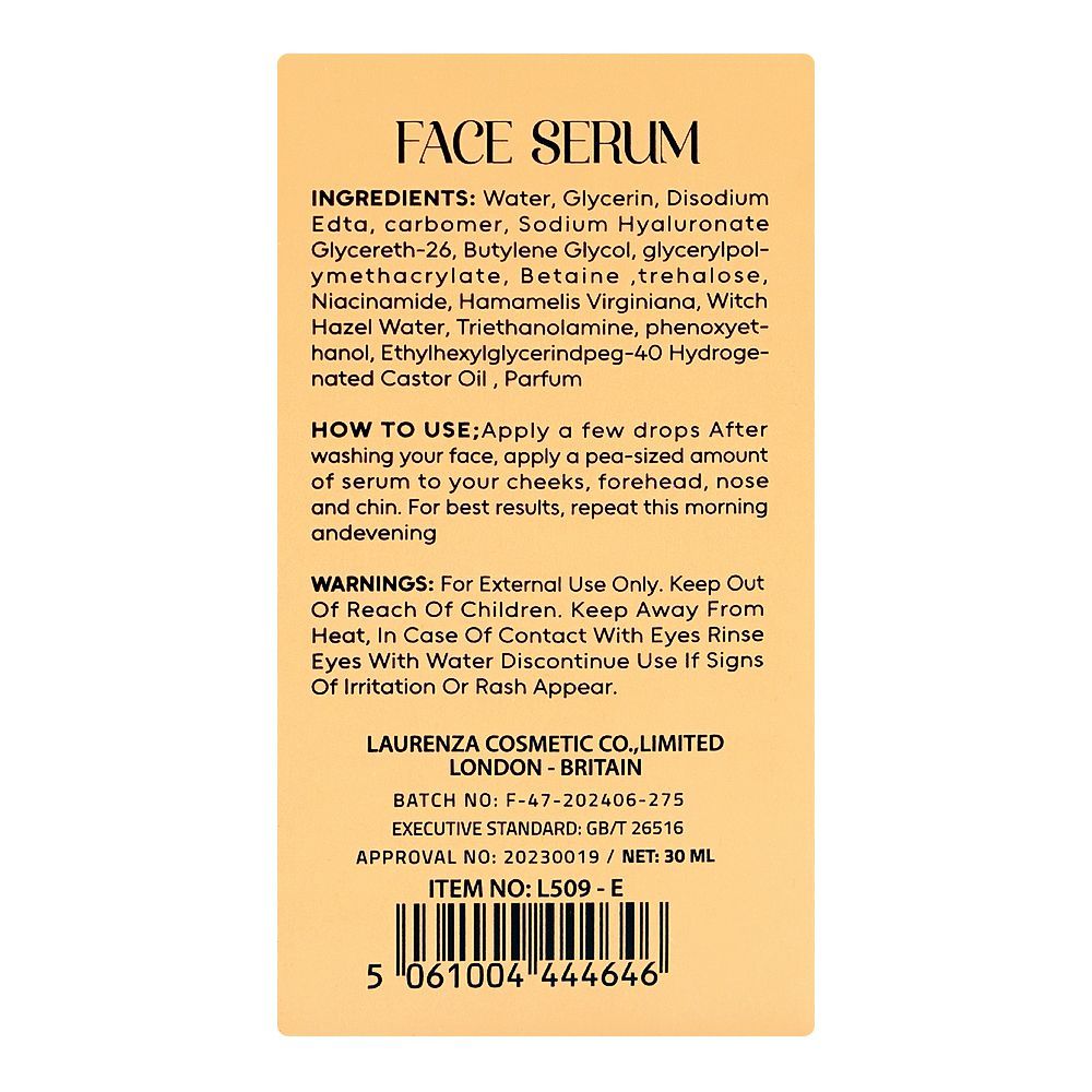 Laurenza Vitamin E Face Serum, Glycerin, Niacinamide, For Skin Pigmentation, 30ml - Image 2