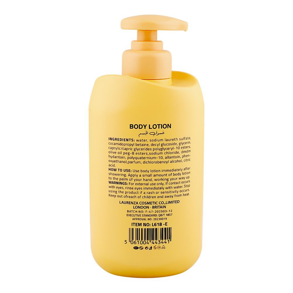 Laurenza Vitamin E Body Lotion, Glycerin, Citric Acid, For Soft & Fresh Skin, 500ml - Image 2