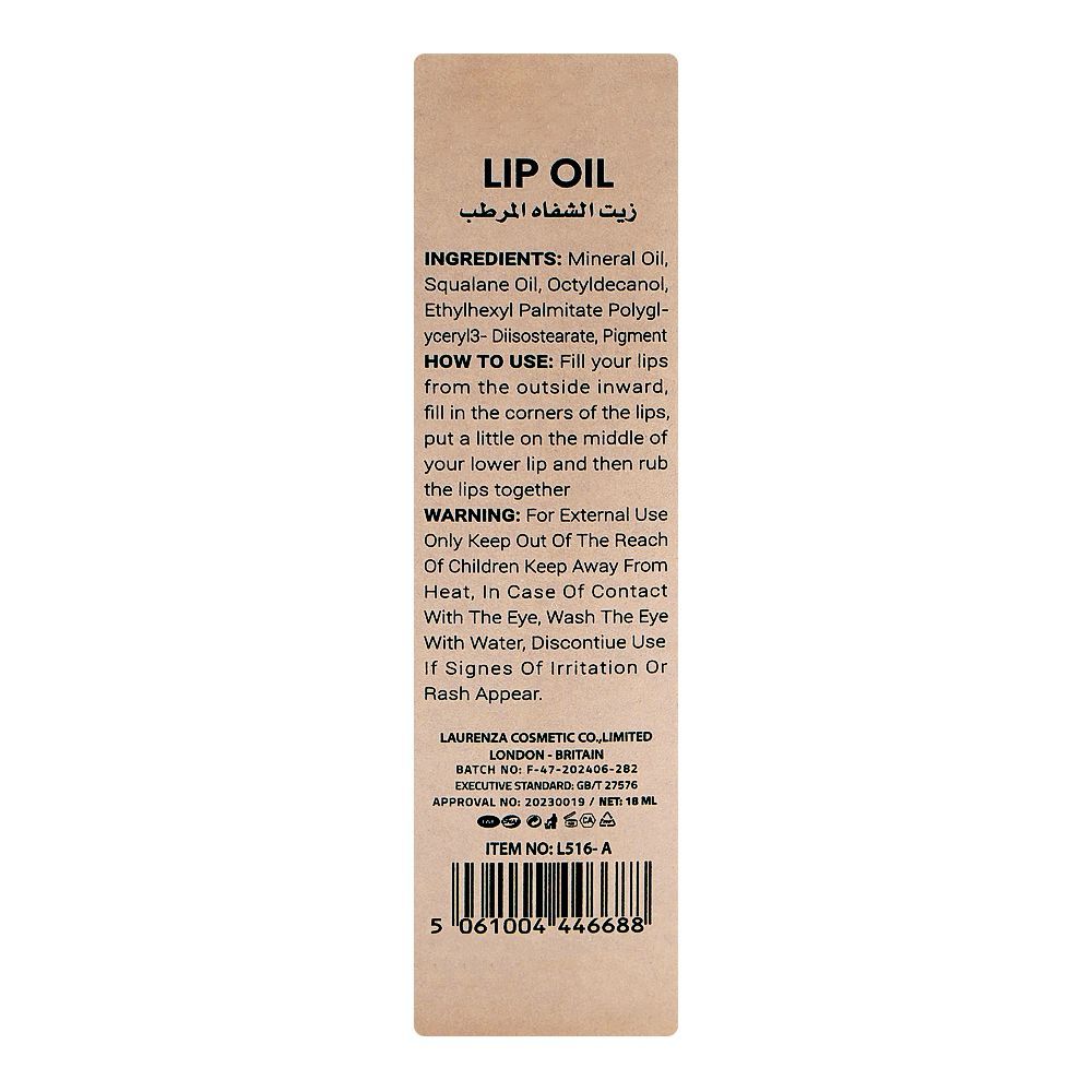 Laurenza AHA + BHA Lip Oil, Mineral Oil, For Nourished Lips, 18ml - Image 2
