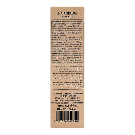 Laurenza AHA + BHA Hair Serum, Ternifolia Seed Oil + Jojoba Seed Oil, For Damaged Hair, 120ml - Image 2