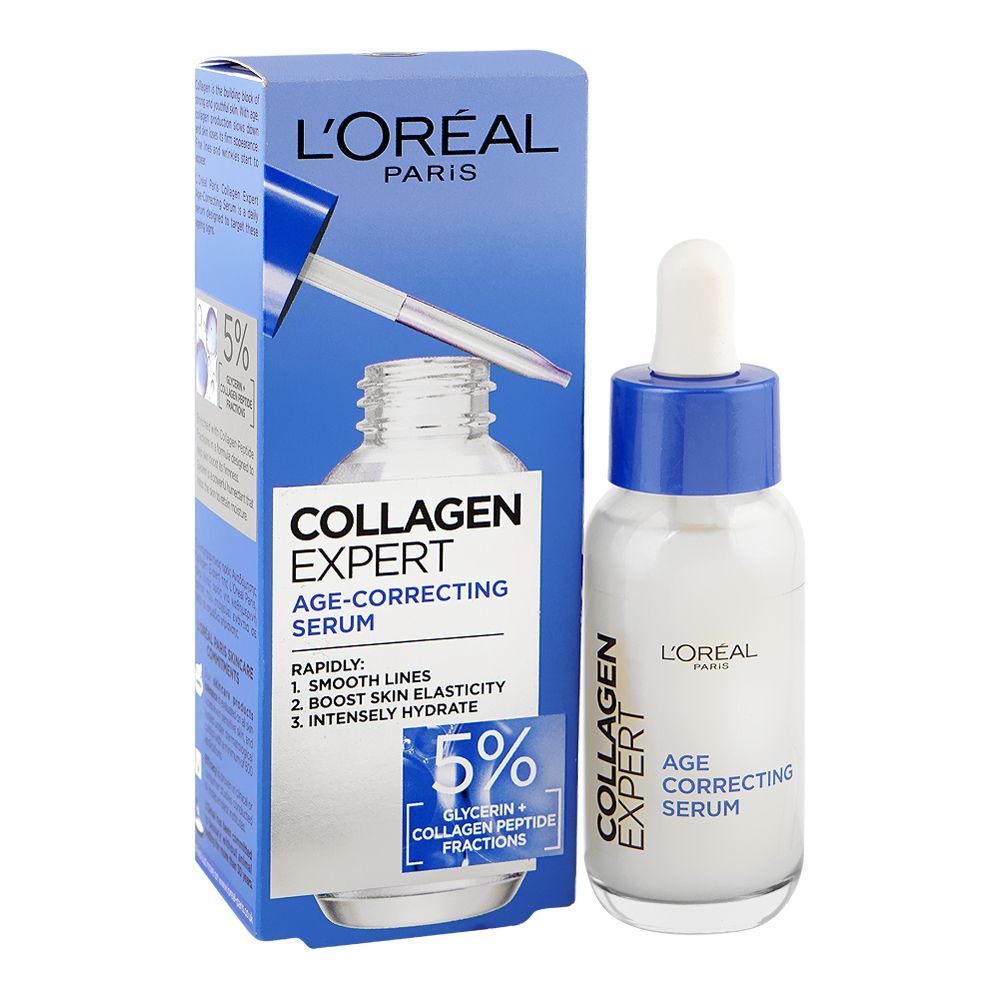 L'Oreal Paris Collagen Expert Age-Correcting Serum, Glycerin + Collagen Peptide Fractions, For All Types Of Skin, 30ml - Main Image