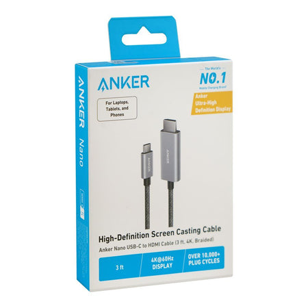Anker Nano High-Definition Screen Casting Cable, 3-Feet, USB-C To HDMI, 4K Braided, A87E0H11 - Image 3