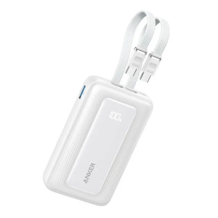 Anker Zolo Power Bank, 10000mAh, 35W, 2 X Built-In USB-C Cable + USB-C Port + USB-A Port, White, A1680H22 - Main Image