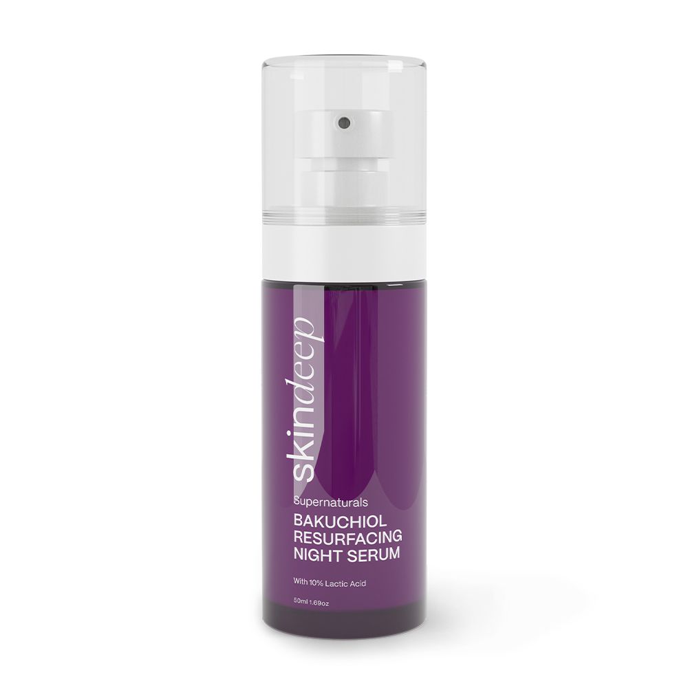 Skin Deep Super Naturals Bakuchiol Resurfacing Night Serum, Lactic Acid, Glycerin, 50ml - Main Image