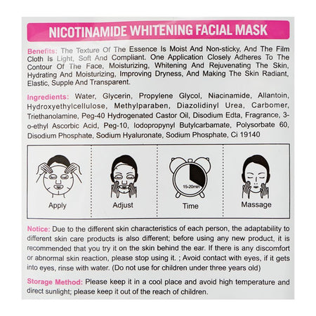 Chirs's Professional Beauty Of Face Nicotinamide Facial Mask, Niacinamide, Glycol, For All Types Of Skin, 25ml - Image 3