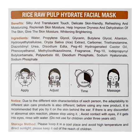 Chirs's Professional Beauty Of Face Rice Raw Pulp Facial Mask, Glycol, Glycerin, For All Types Of Skin, 25ml - Image 3