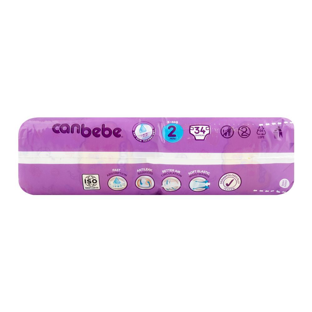 Canbebe Diapers Economy Pack, Mini No.2, 3-6KG, 34-Pack - Image 3