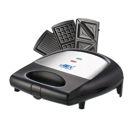 Anex Deluxe 3-In-1 Sandwich Maker, 700-800W, 220-240V, Black AG-2138 - Main Image