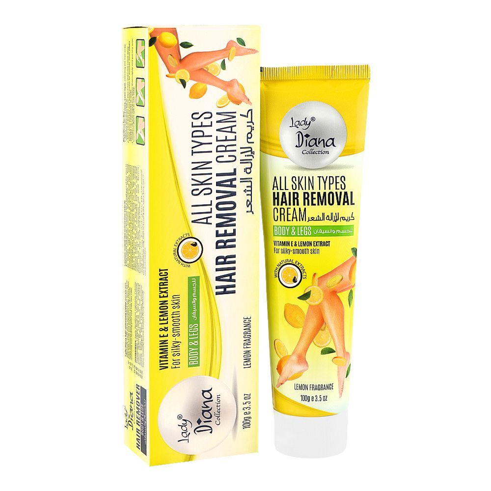 Lady Diana Vitamin E & Lemon Extract All Skin Type Hair Removal Cream, For All Types Of Skin, 100g - Main Image