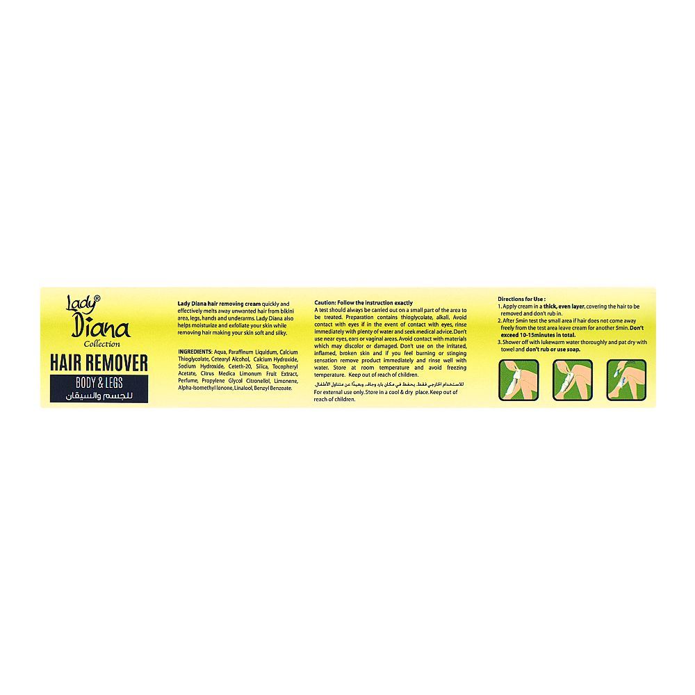 Lady Diana Vitamin E & Lemon Extract All Skin Type Hair Removal Cream, For All Types Of Skin, 100g - Image 2