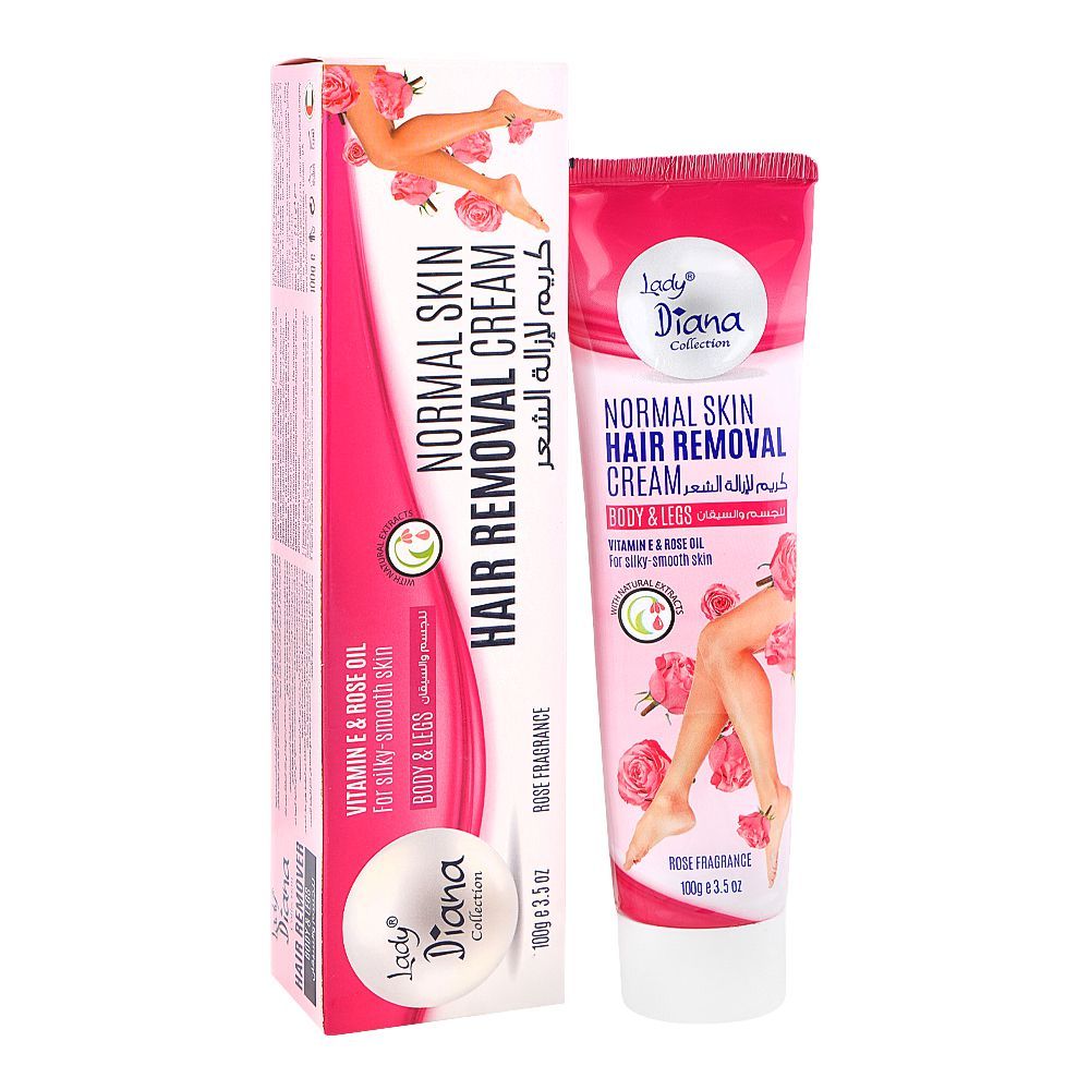 Lady Diana Vitamin E & Rose Oil Normal Skin Hair Removal Cream, For Normal Skin, 100g - Main Image