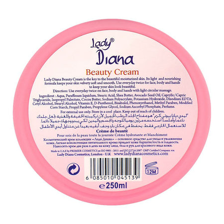 Lady Diana Beauty Cream, Vitamin E, Shea Butter, For Moisturizing & Skin Whitening, 250ml - Image 2