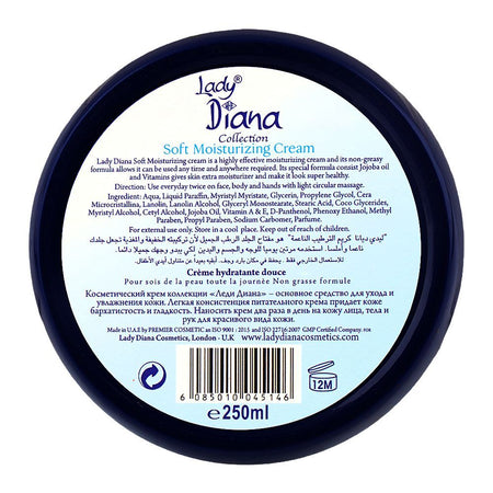 Lady Diana Soft Moisturizing Cream, Non-Greasy, Vitamin E, 250ml - Image 2