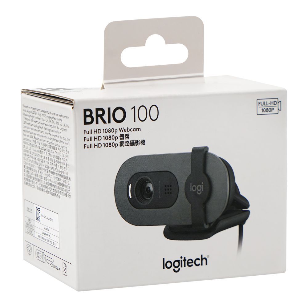Logitech Full HD 1080p Webcam, 2MP, 30fps, Grey, BRIO 100, 960-001587 - Image 5