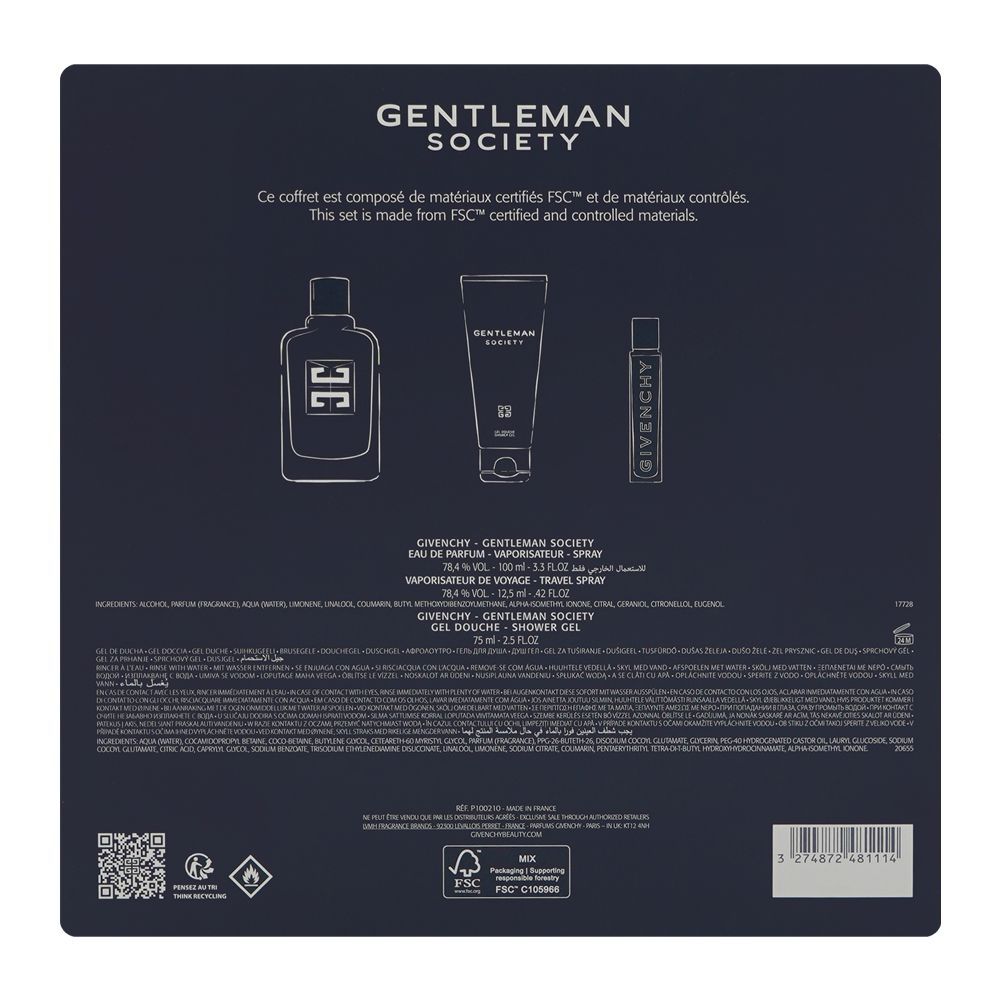 Givenchy Gentlemen Society Set For Men, Eau De Parfum, 100ml + Eau De Parfum 12.5ml + Shower Gel 75ml - Image 3